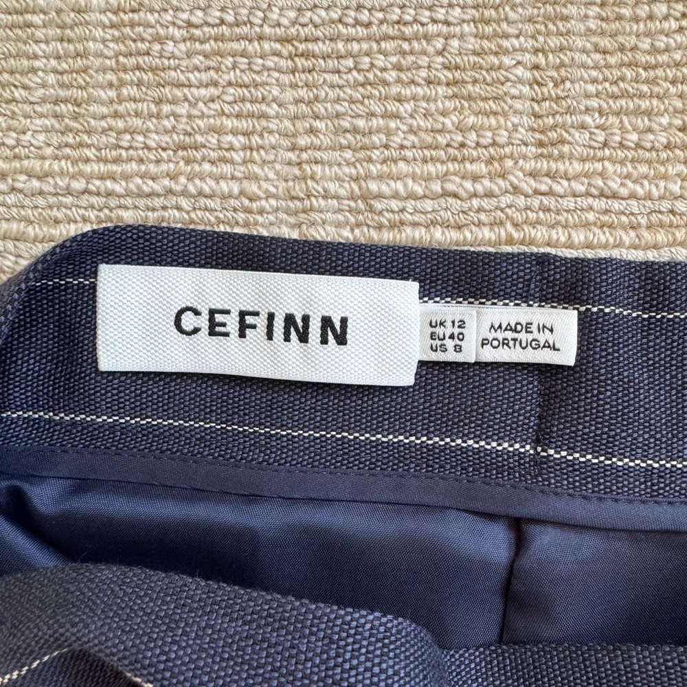 Cefinn Layla Wrap Navy Pinstripe Midi Skirt Size US8 - Picture 9 of 10